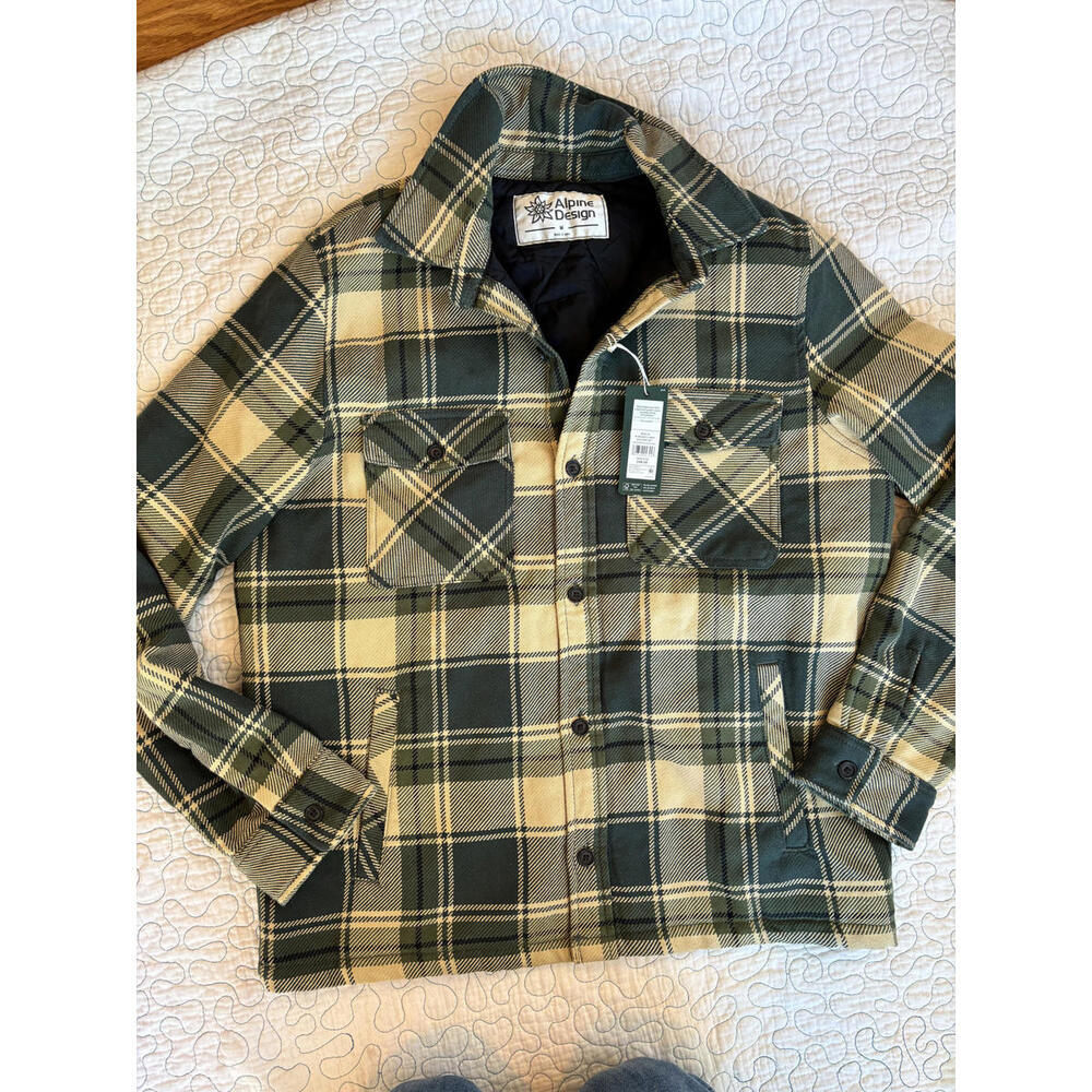 Alpine‎ Design Quilted Lined Men's Plaid Shirt Jacket Size Medium